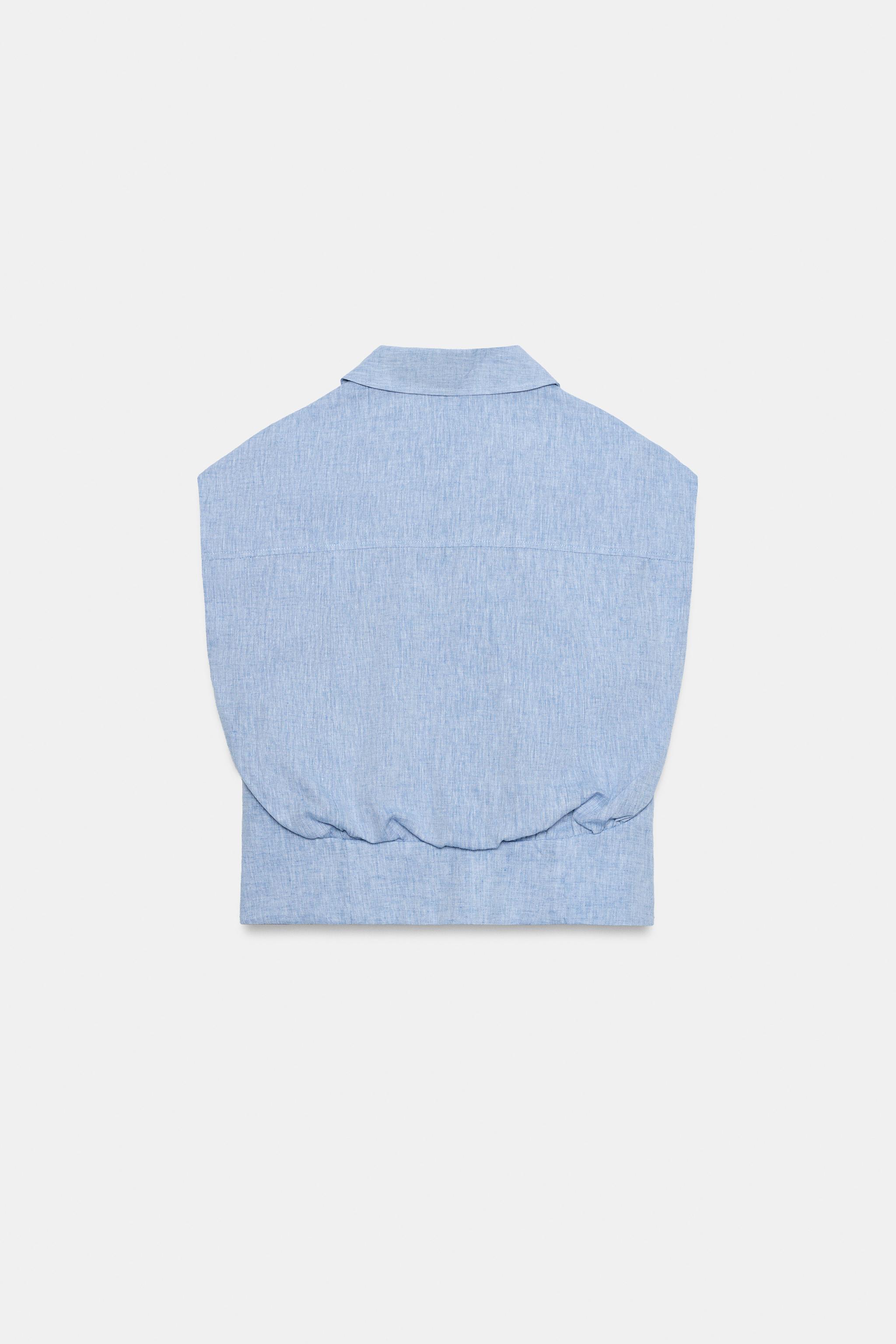 LINEN BLEND SLEEVELESS SHIRT